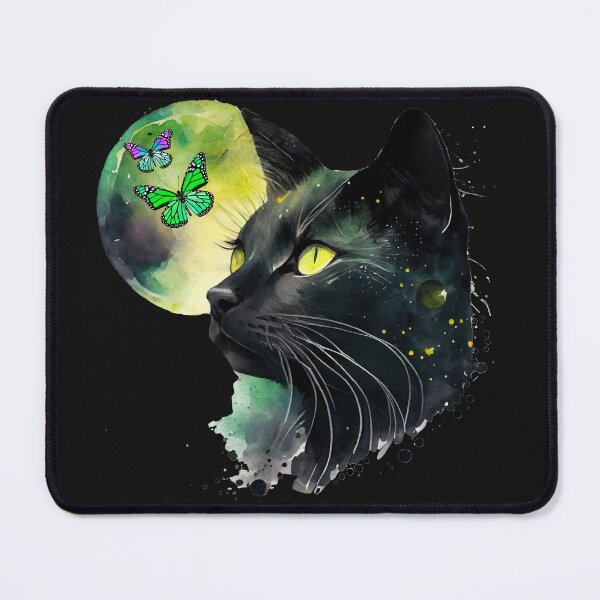 Item preview, Funny cat Bright green butterfly Stylish vintage cat for family designed and sold by Isadesignart.