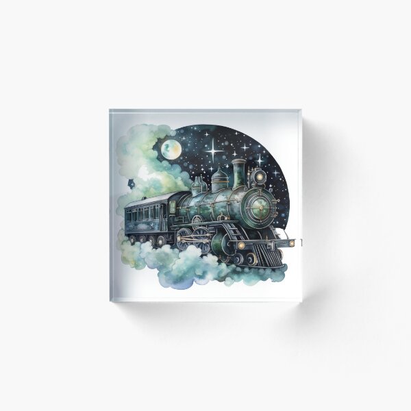 Item preview, Watercolor illustration of a flying train designed and sold by Nunnuca.