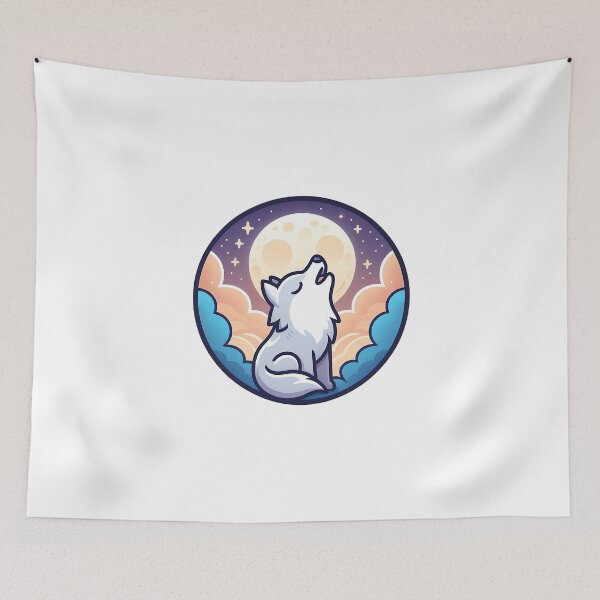 Item preview, A cute wolf howling at the moon designed and sold by Sloth-Omega.