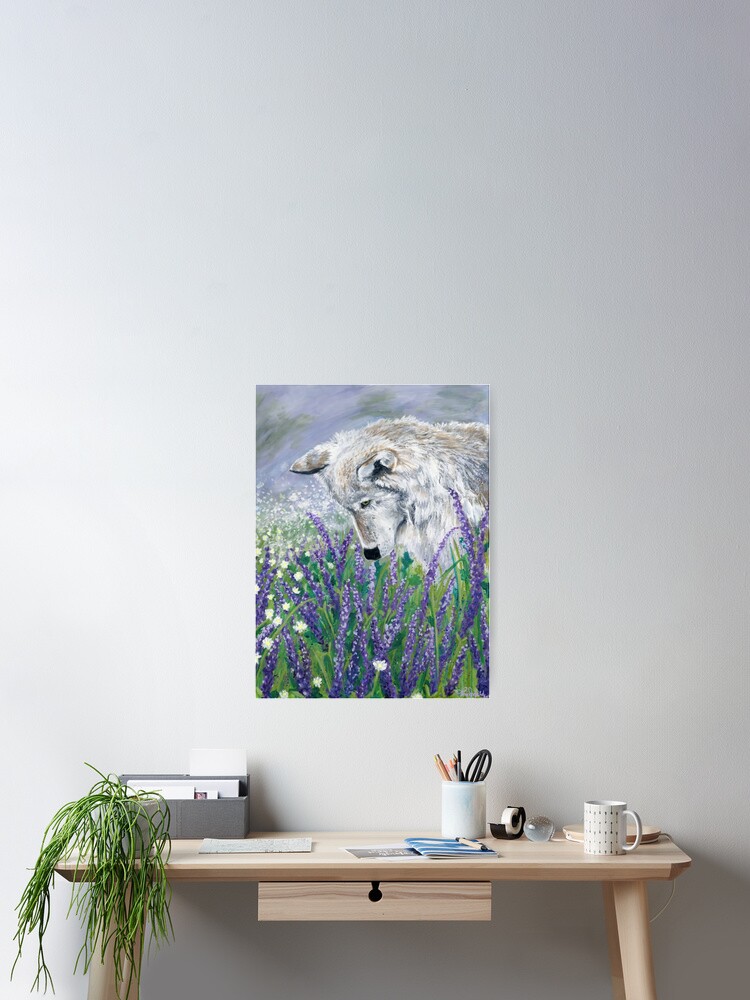 Thumbnail 2 of 3, Poster, Lavender Wolf designed and sold by tinaschofield.
