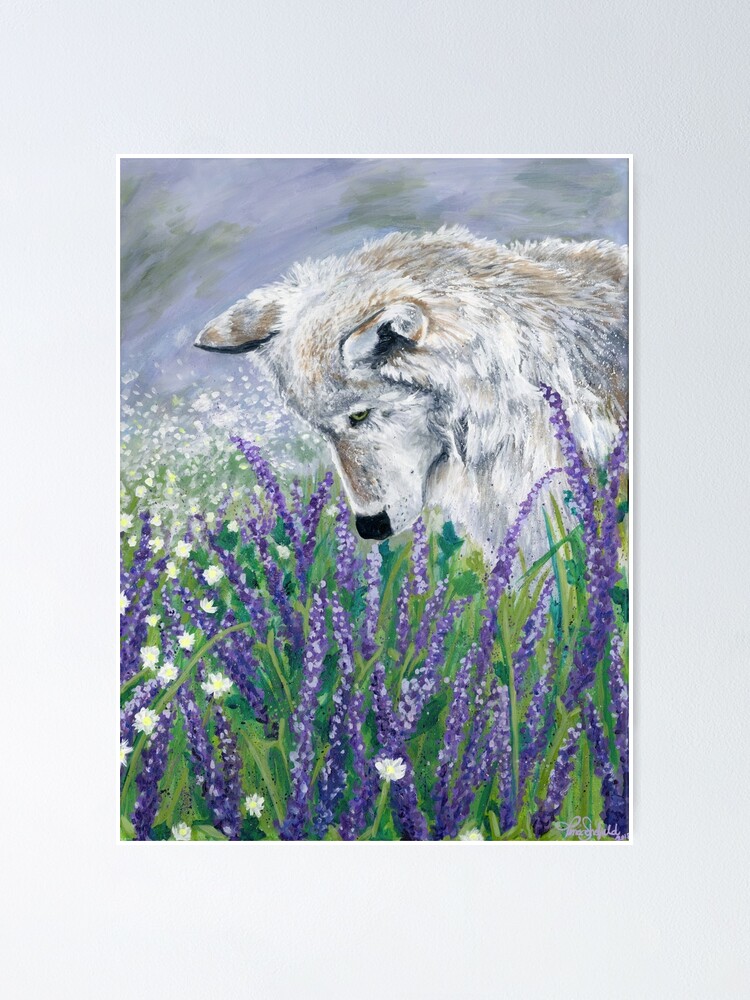 Thumbnail 1 of 3, Poster, Lavender Wolf designed and sold by tinaschofield.