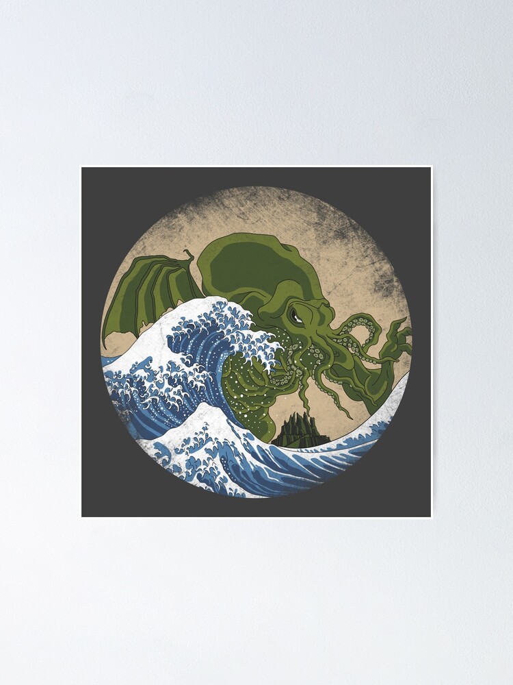 Hokusai Cthulhu Poster For Sale By Mdk7 Redbubble