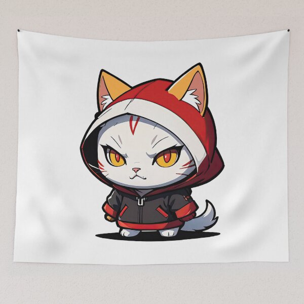 Item preview, Cat Assassin, White, Chibi, Manga, Anime, Cat Lovers Funny designed and sold by Porcupine Tees ⭐⭐⭐⭐⭐.