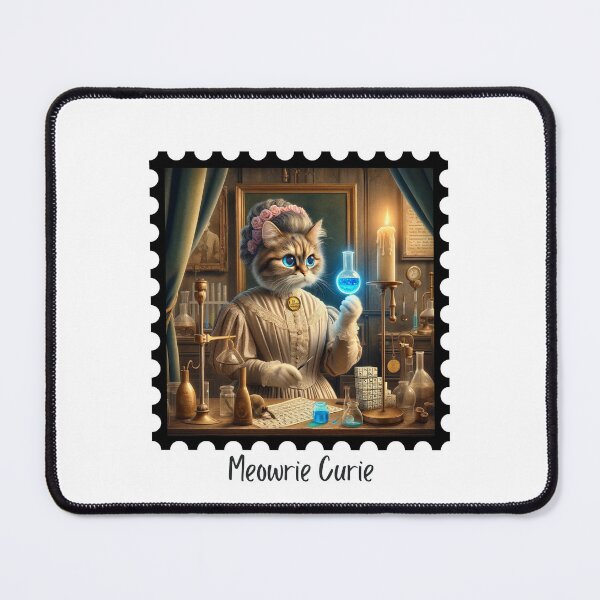 Item preview, Meowrie Curie designed and sold by Labcoat Legends.