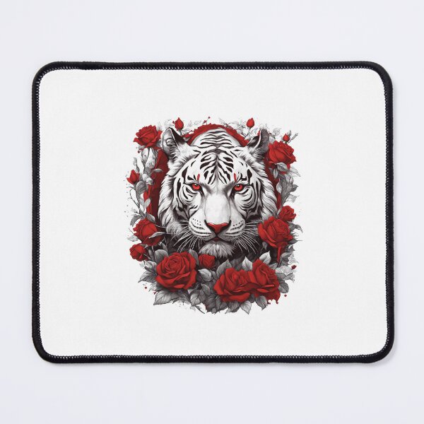 Item preview, White Siberian Tiger with roses designed and sold by Bananobanini.