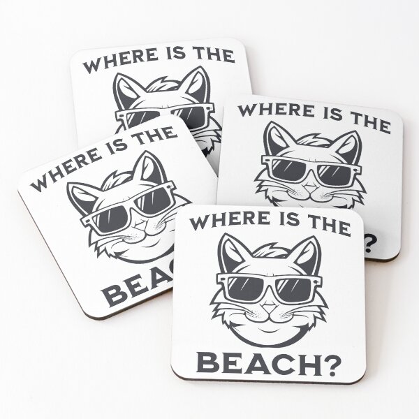 Item preview, Where is the Beach? Cat with Sunglasses designed and sold by JoeStylistic.