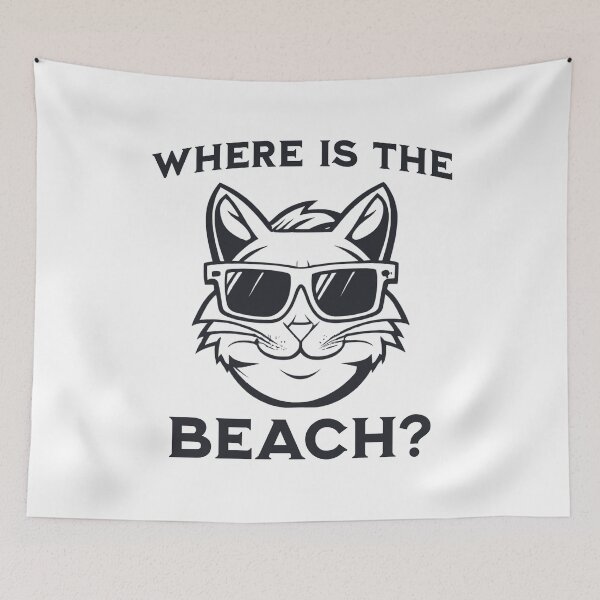 Item preview, Where is the Beach? Cat with Sunglasses designed and sold by JoeStylistic.