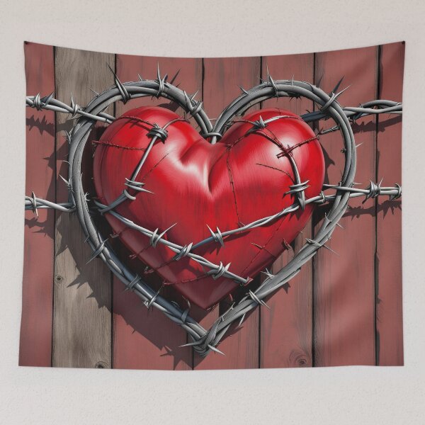 Item preview, Barbed Wire Red Heart designed and sold by RaybenMedia.