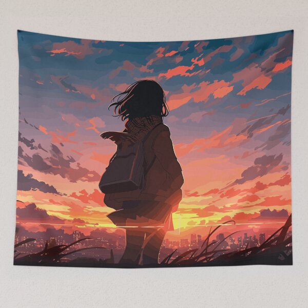 Item preview, Girl Watching The Sunset Anime Art designed and sold by Vector Scout Lab.