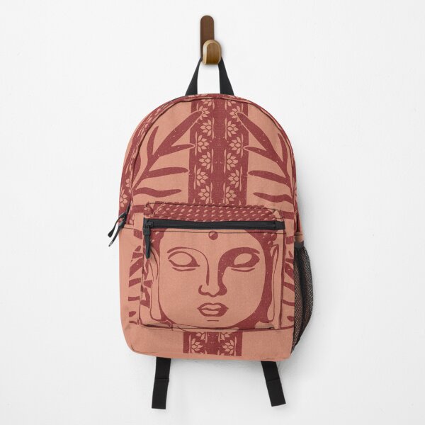 Item preview, Buddha Head Statue with Palm Fronds - Coral + Ruby designed and sold by Irene Estelle.