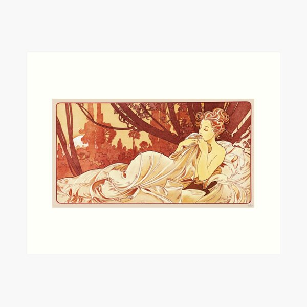 Aperçu de l'œuvre HD. Crépuscule, d'Alphonse Mucha. (Couleurs originales) créée et vendue par MINDTHECHERRY.