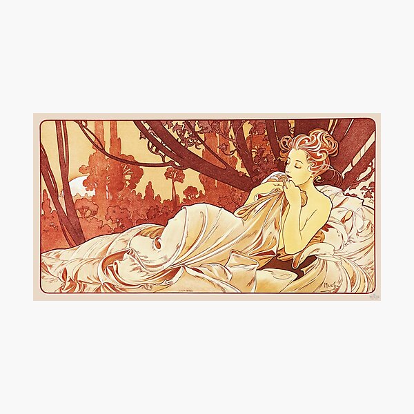 Item preview, HD. Dusk , by Alphonse Mucha. (Original colors) designed and sold by MINDTHECHERRY.