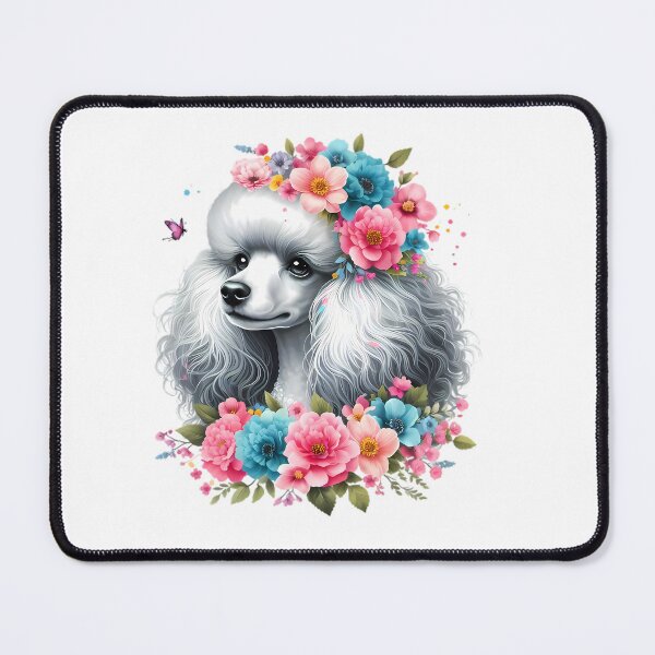 Item preview, A poodle with beautiful colorful flowers designed and sold by CreativeSparkzz.