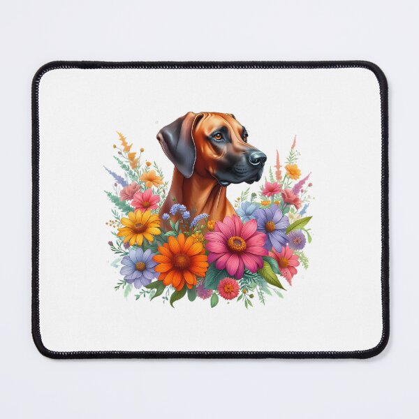 Item preview, A Rhodesian Ridgeback with beautiful colorful flowers designed and sold by CreativeSparkzz.