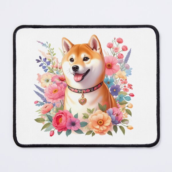 Item preview, A Shiba Inu with beautiful colorful flowers designed and sold by CreativeSparkzz.