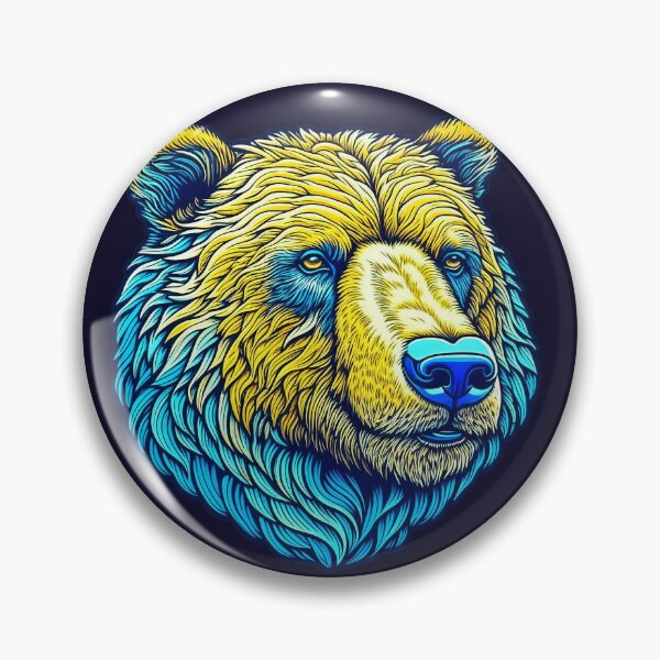 Item preview, Grizzly Bear mascot colorful head designed and sold by Trendsecne.