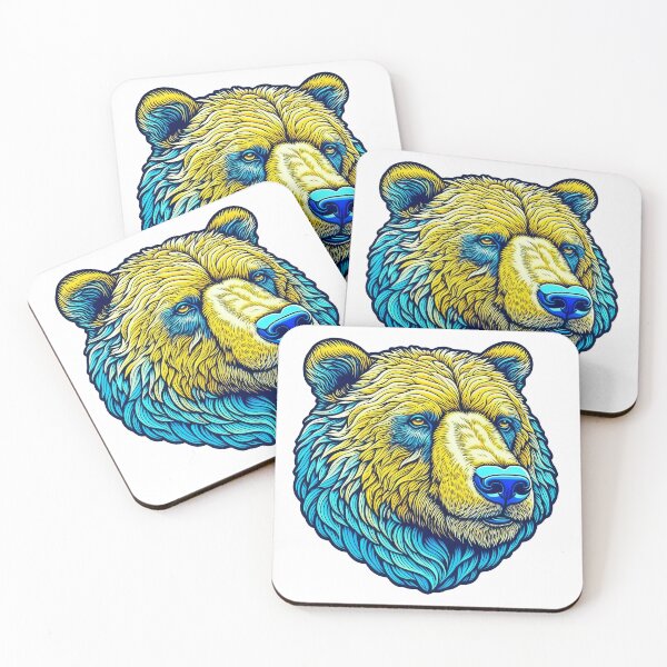 Item preview, Grizzly Bear mascot colorful head designed and sold by Trendsecne.