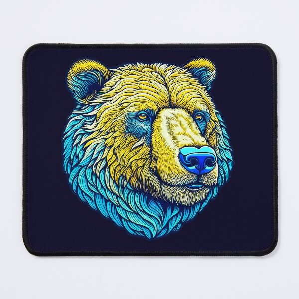 Item preview, Grizzly Bear mascot colorful head designed and sold by Trendsecne.
