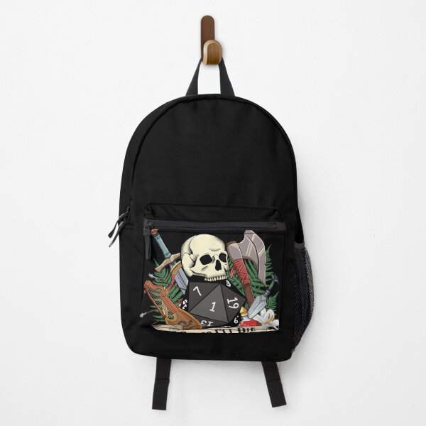 Item preview, DND Critical fail: Natural 1 D20 dice, Guess I´ll die. Skull and sword, axe, bard, dagger and potion designed and sold by DungeonAtelier.
