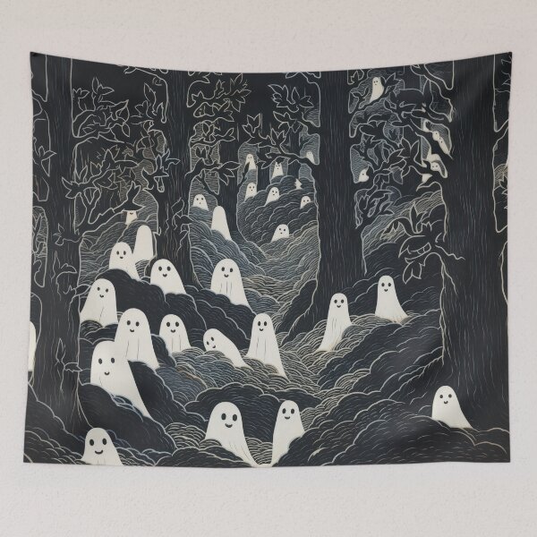 Item preview, funny ghosts in the forest, happy halloween designed and sold by Mauswohn.
