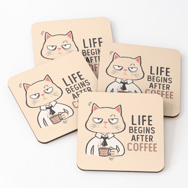 Item preview, Life Begins After Coffee. designed and sold by LazyCaat.