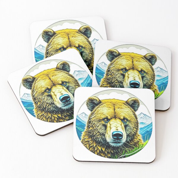 Item preview, Wild grizzly bear head drawing mountain view designed and sold by Trendsecne.