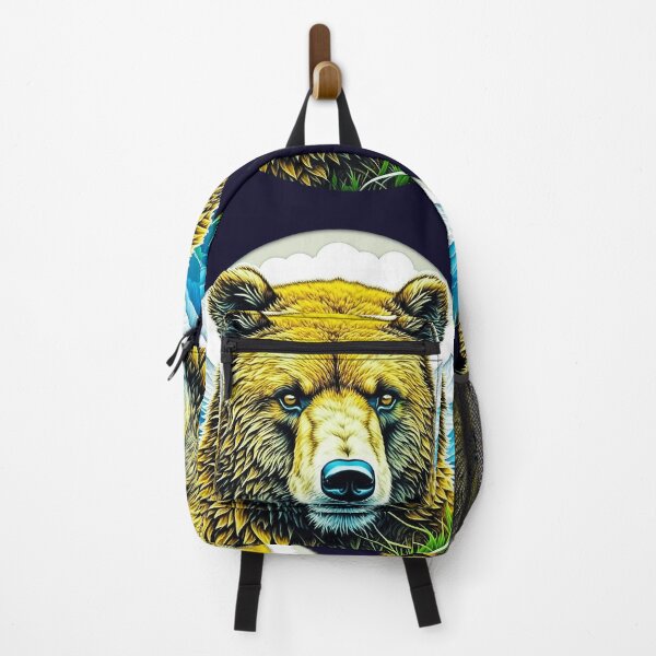 Item preview, Wild grizzly bear head drawing mountain view designed and sold by Trendsecne.