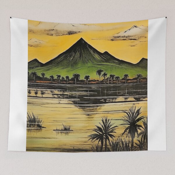Item preview, Spring volcano colorful travel vintage graphics designed and sold by wonderfulpark.
