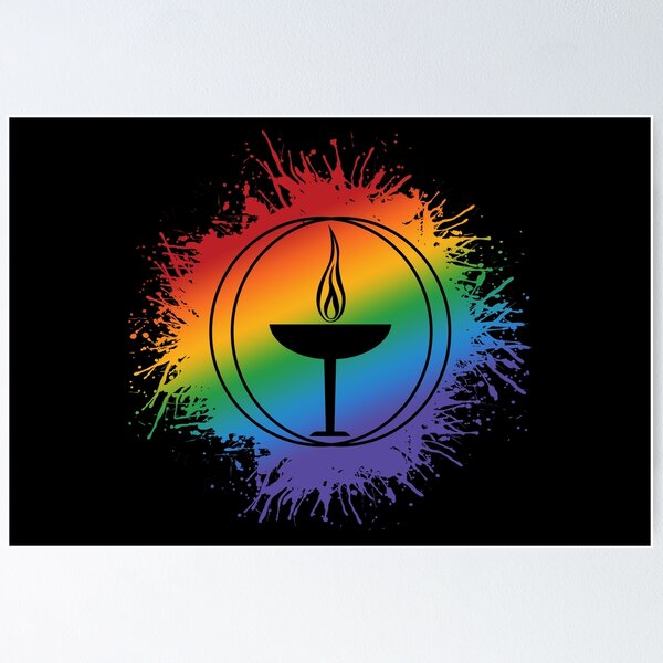 Paint Splatter LGBTQ Pride Rainbow Unitarian Universalism Symbol Poster