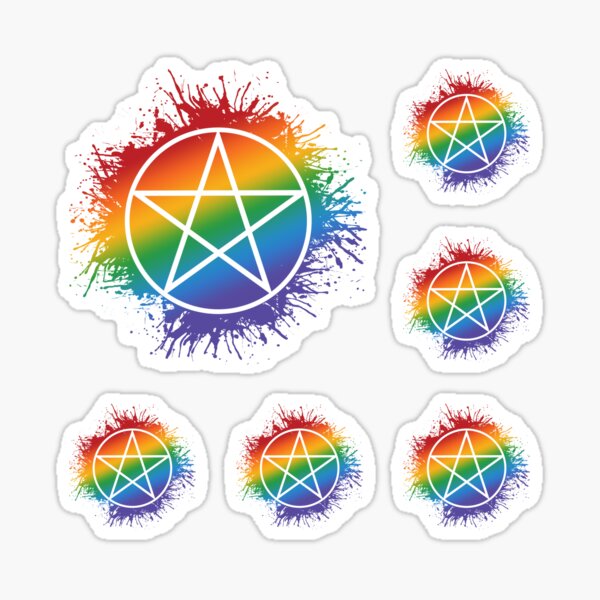 Paint Splatter LGBTQ Pride Rainbow Pentacle Symbol Sticker