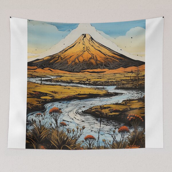 Item preview, Chile volcano colorful travel vintage graphics designed and sold by wonderfulpark.