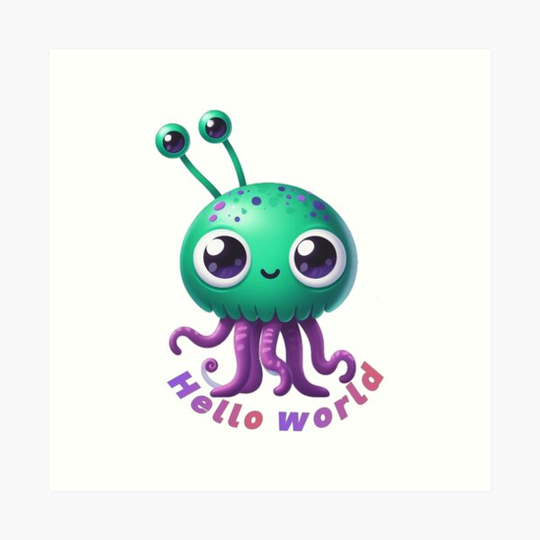 Item preview, Alien say hello world designed and sold by EkkaArt.