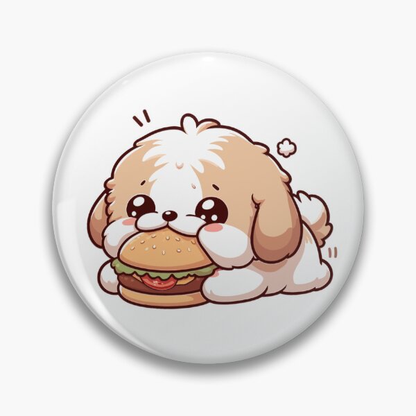Artikelvorschau, Shih Tzu Welpe isst einen Burger entworfen und verkauft von SweetDoodleBug.