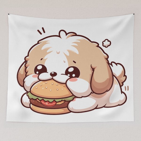 Item preview, Shih Tzu Pup Eating A Burger designed and sold by SweetDoodleBug.