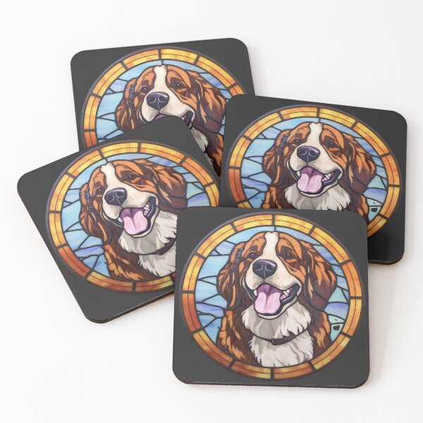 Item preview, Stained Glass St Bernard - Black designed and sold by Mothrrr.