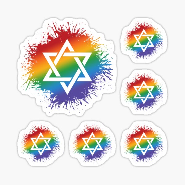 Paint Splatter LGBTQ Pride Rainbow Star of David Symbol Sticker