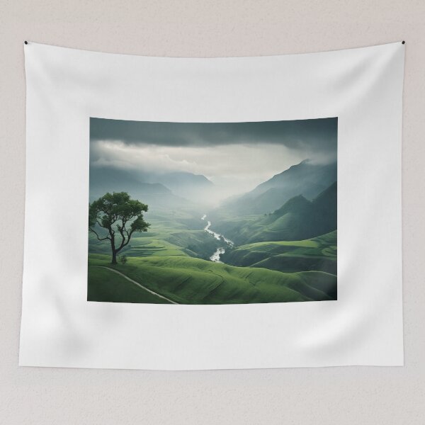 Item preview, A tree on a hill with a river running through it designed and sold by johndesign88.