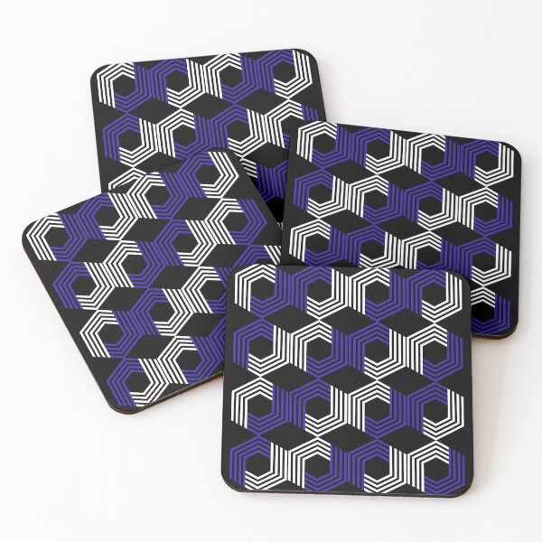 Item preview, A033 HEXAGON GEOMETRIC BLUE BLACK AND WHITE RETRO PATTERN - VECTOR VINTAGE ABSTRACT SHAPE ART PRINT DESIGN designed and sold by HoneyBlizz.