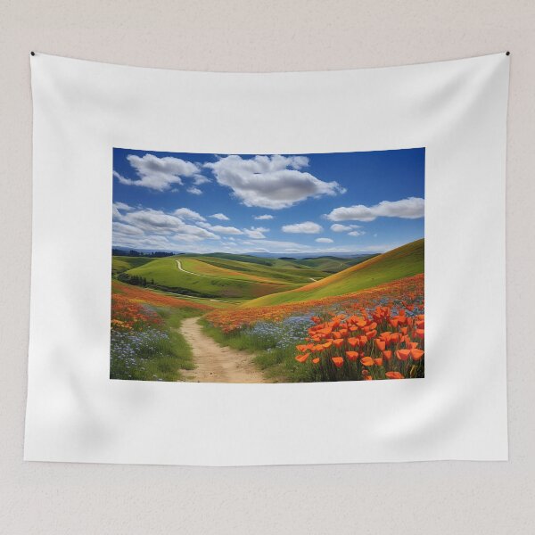 Item preview, A dirt road leading to a flower field designed and sold by johndesign88.