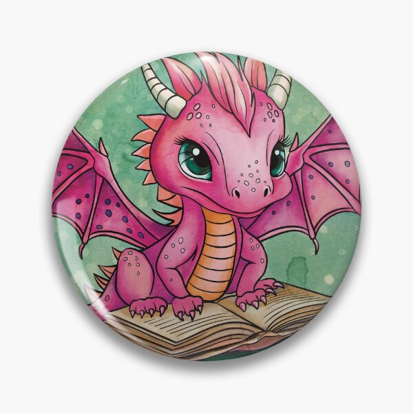 Artikelvorschau, Babyrosa Drache mit einem Buch entworfen und verkauft von AngeMNunez.