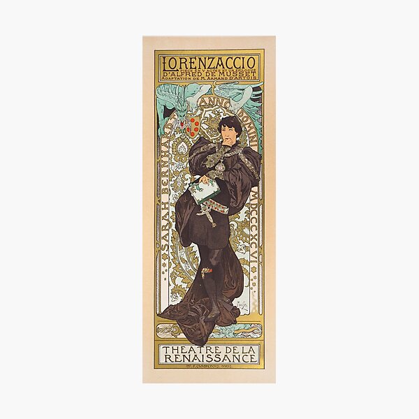 Aperçu de l'œuvre HAUTE DÉFINITION. Lorenzaccio (1896), d'Alphonse Mucha. (Couleurs originales) créée et vendue par MINDTHECHERRY.