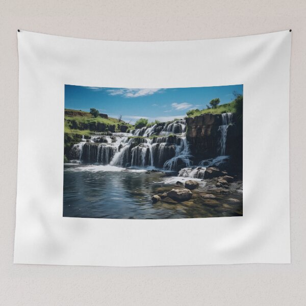 Item preview, A waterfall with rocks and grass designed and sold by johndesign88.