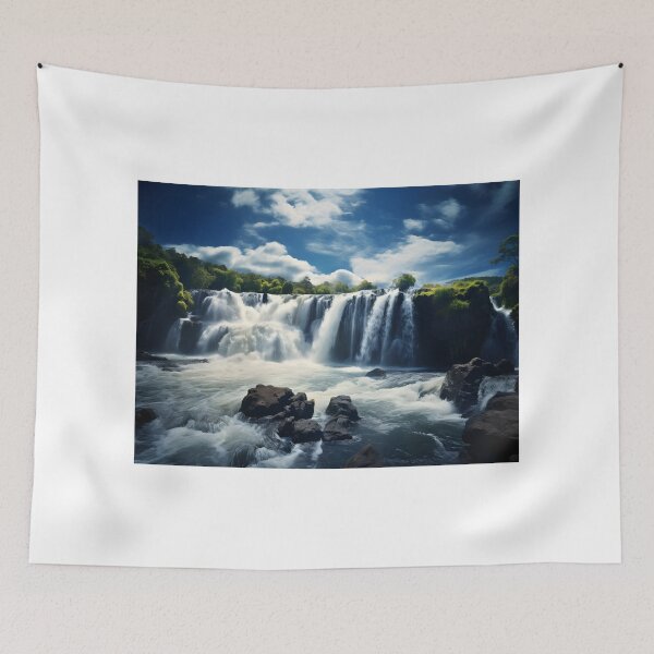 Item preview, A waterfall with trees and rocks designed and sold by johndesign88.