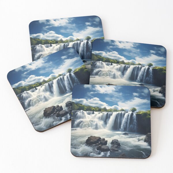 Item preview, A waterfall with trees and rocks designed and sold by johndesign88.