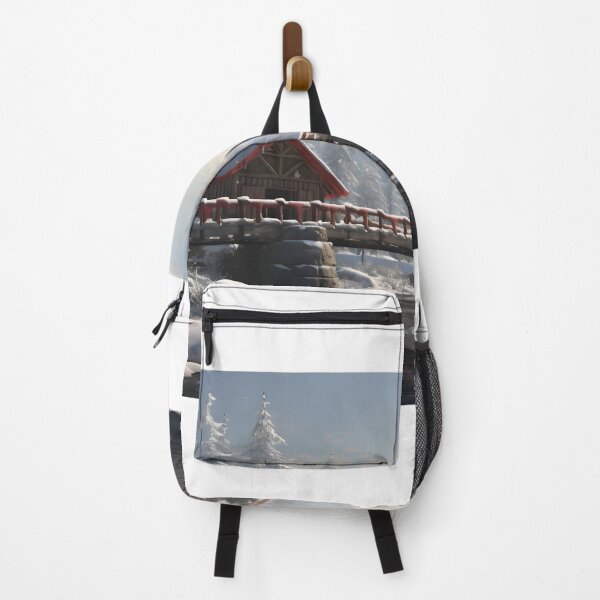 Item preview, A bridge over a river with a house and snow covered trees designed and sold by johndesign88.