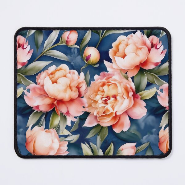 Item preview, Delicate peonies on a blue background designed and sold by CozyPictures.