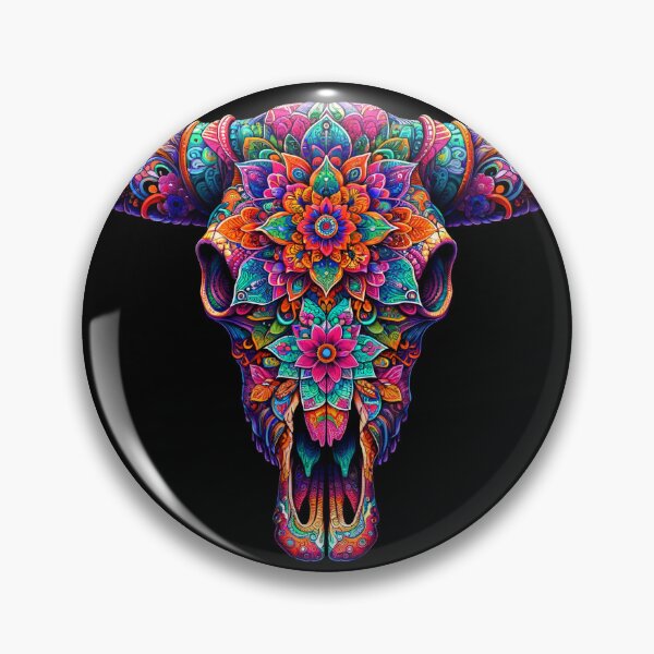 Item preview, Polish Pottery Folk Art Abstract Bull Skull designed and sold by Pati-Design.