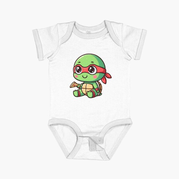 Item preview, TMNT Ninja Turtles Cute Baby Raphael with Pizza designed and sold by Delamoon.