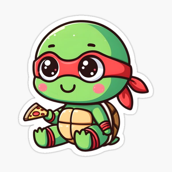 Item preview, TMNT Ninja Turtles Cute Baby Raphael with Pizza designed and sold by Delamoon.