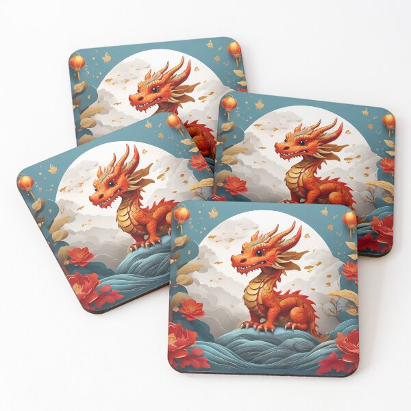 Item preview, Red dragon with flowers designed and sold by EightMustangs.